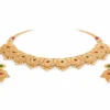 Gold plated choker necklace set for women with earrings temple design ethnic bridal jewellery set