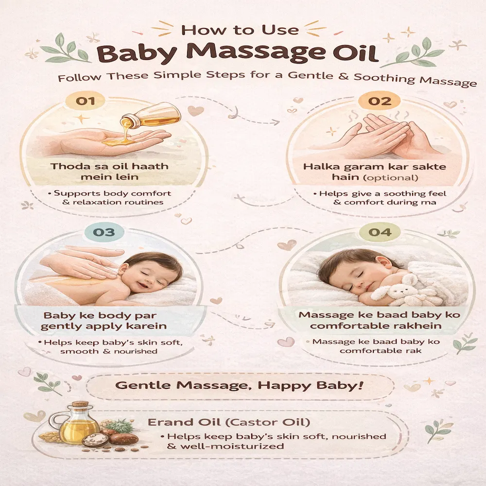 how to use baby massage oil for healthy growth, including applying oil, gentle massage and baby care routine