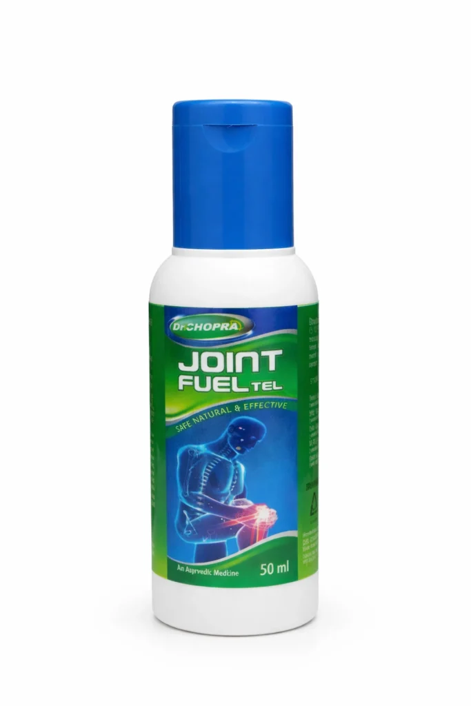 Joint pain relief oil bottle with packaging box