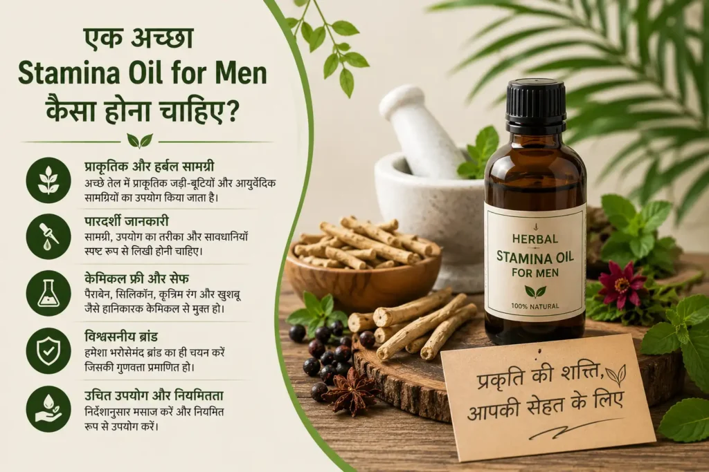 एक अच्छा स्टैमिना ऑयल फॉर मेन कैसे चुनें – सामग्री, गुणवत्ता और उपयोग संबंधी महत्वपूर्ण बातें