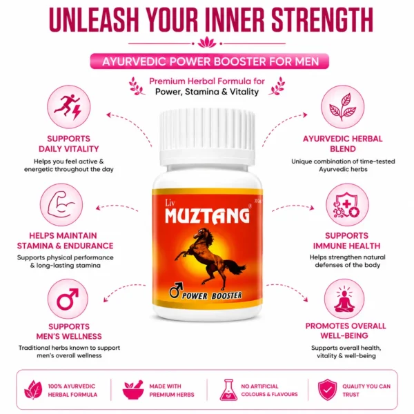 Liv MUZTANG Ayurvedic Male Power Booster Dosage and Benefits Label