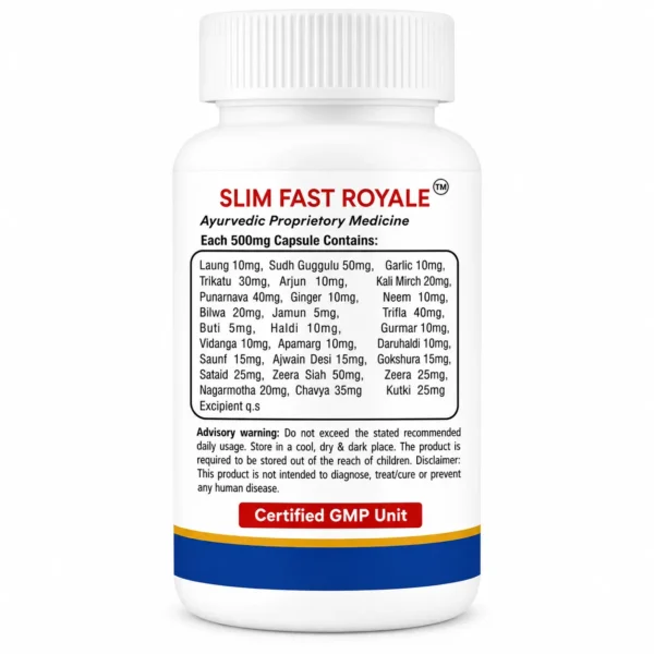 Slim Fast Royale Weight Loss Capsules Ingredients and Supplement Facts Label